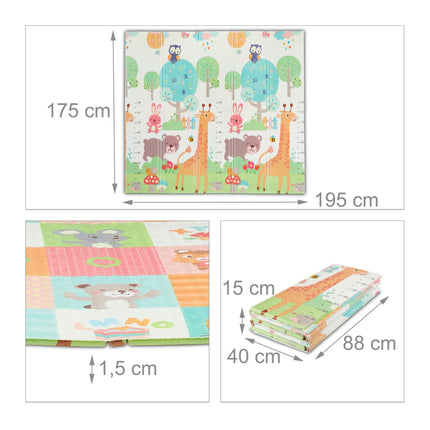 Foldable play mat with animal motifs