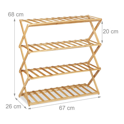 Foldable shoe shelf made of bamboo