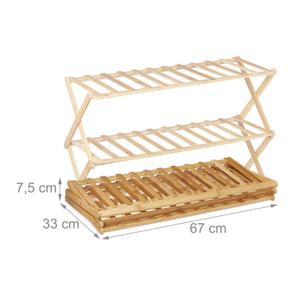 Foldable shoe shelf made of bamboo