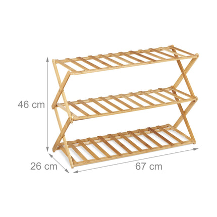 Foldable shoe shelf made of bamboo