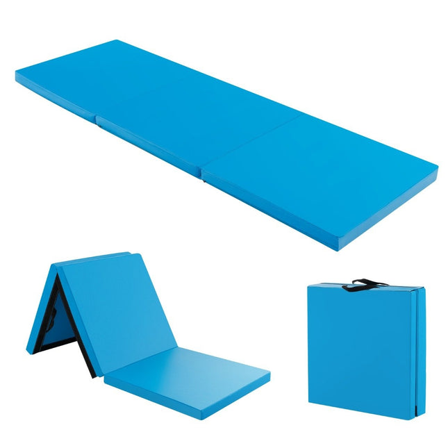 Opvouwbare zachte vloermat met 2 handgrepen Antislip gymnastiekmat 180 x 60 x 5 cm Blauw
