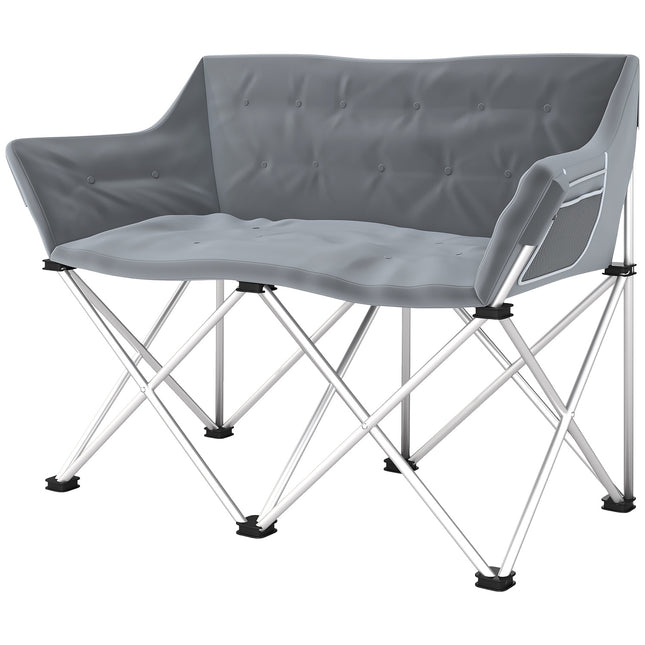 Klapstoel 2-zits opvouwbare campingstoel met armleuningen zijvak outdoor klapstoel draagvermogen tot 240kg licht gevoerde visstoel tuinstoel voor tuin camping strand Aosoom