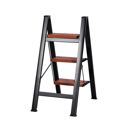Folding 3-Step Ladder, Wide Anti-Slip Steps, 150 kg