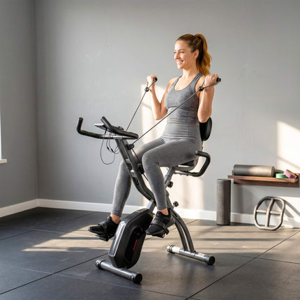 Folding 3-in-1 Exercise Bike, Bluetooth LCD, Heart Rate, Quiet