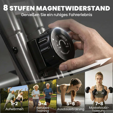 Folding 3-in-1 Exercise Bike, Bluetooth LCD, Heart Rate, Quiet