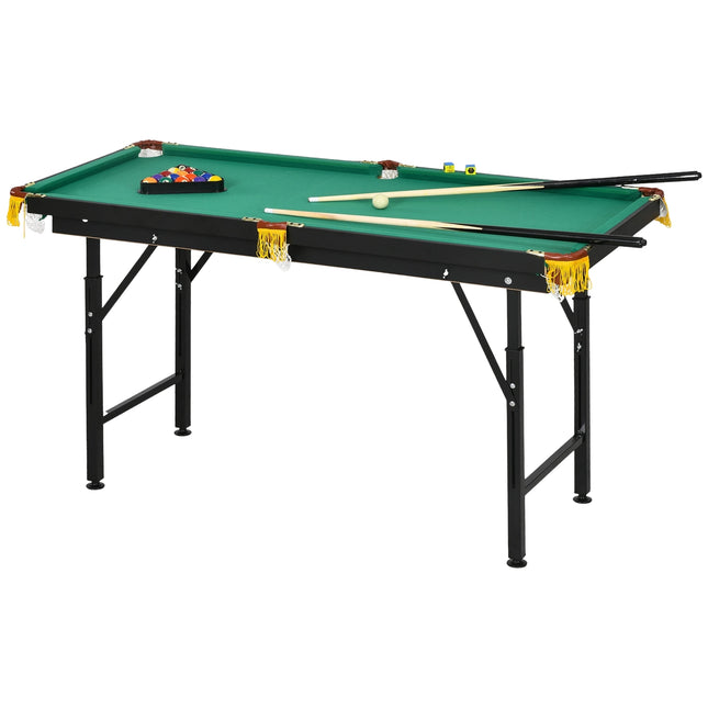 Pooltafel 1,20 M Opvouwbaar 140 X 60 X 55-75 Cm Tafelbiljart Met Accessoires, Driehoek, 2 Keuen, 16 Ballen Voor Jeugd, Volwassenen, Staal, Groen