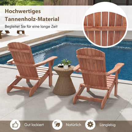 Folding Adirondack Chair Set, Wood, 180kg Capacity