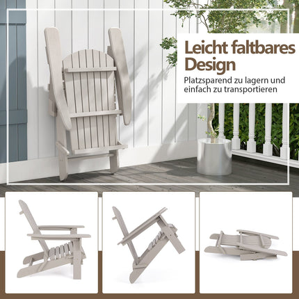 Folding Adirondack Chair Set, Wood, 180kg Capacity, Gray