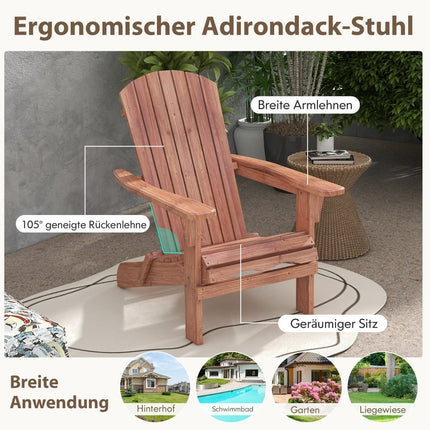 Folding Adirondack Chair, Wood, 180kg Capacity