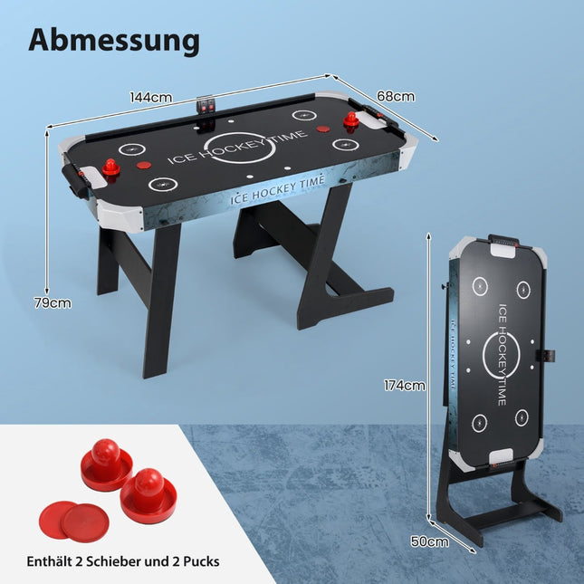 Opklapbare airhockeytafel met led-display en 12V-motor