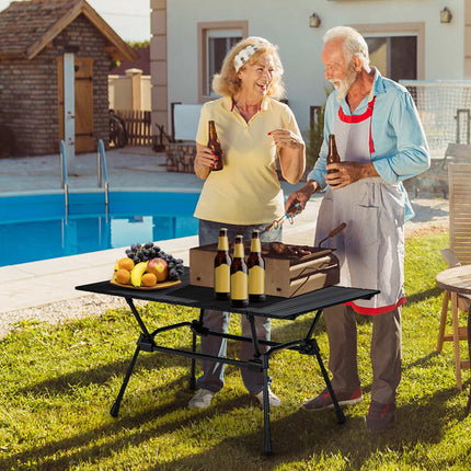 Folding Aluminum Camping Table – Adjustable Height, Carry Bag