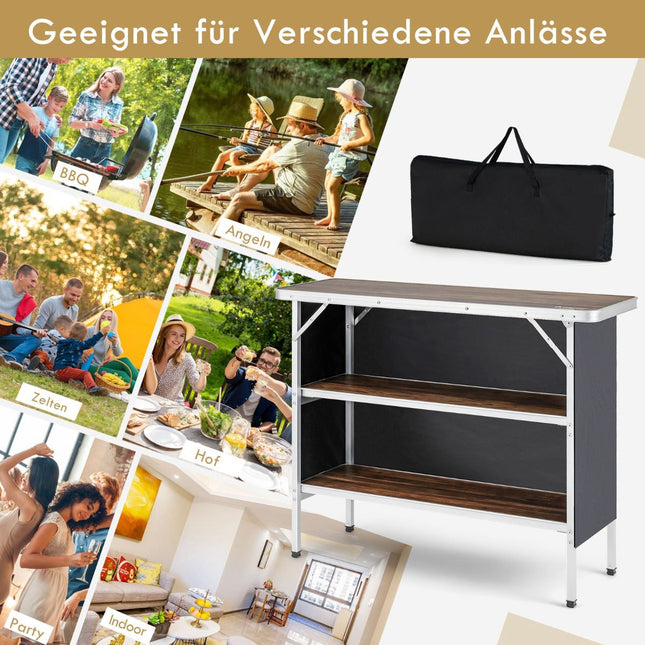 Opklapbare aluminium campingtafel met 2 planken