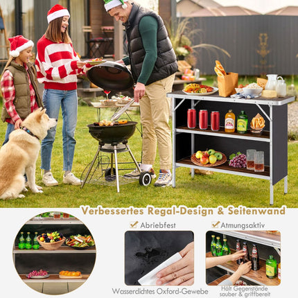 Folding Aluminum Camping Table with 2-Tier Shelves