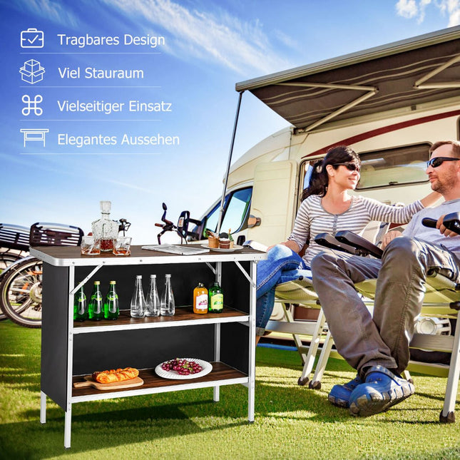 Opklapbare aluminium campingtafel met 2 planken