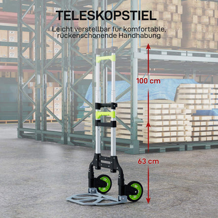 Folding Aluminum Hand Truck, Telescopic Handle, 100 cm