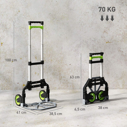 Folding Aluminum Hand Truck, Telescopic Handle, 100 cm