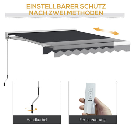 Electric folding arm awning 2.5x2m, remote control & hand crank