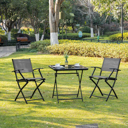 Balcony folding set - 2 chairs & table, metal mesh