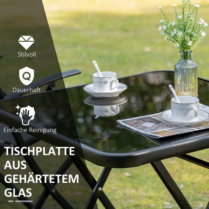 Balcony folding set - 2 chairs & table, metal mesh