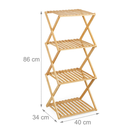 Folding Bamboo Shoe Rack – 4-Tier, Space-Saving Design