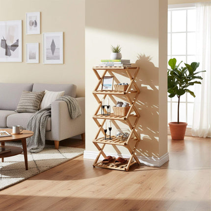 Folding Bamboo Shoe Rack – Vertical, Space-Saving Design