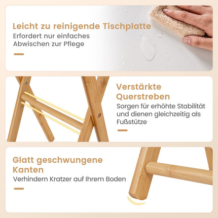 Folding Bamboo TV Trays Set of 2 – White & Natural