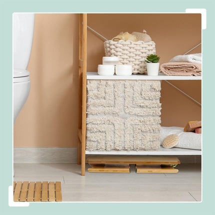 Folding Bamboo Toilet Stool with Rubber Pads