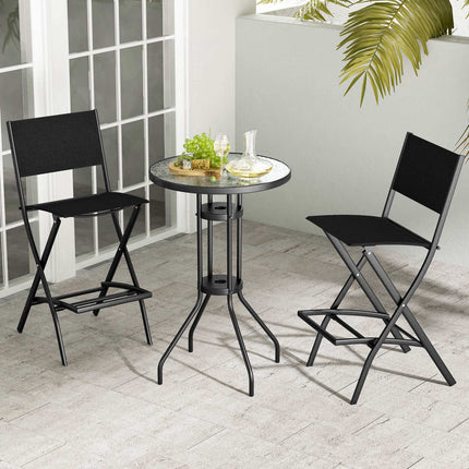 Folding Bar Stools Set of 2, Fabric Backrest, Footrest
