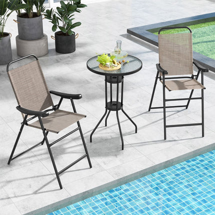 Folding Bar Stools Set of 2 – Metal Frame, Footrest
