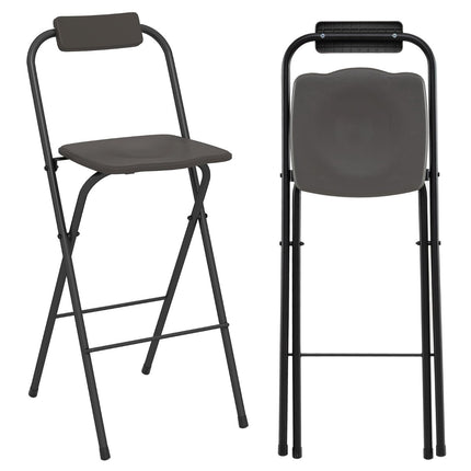 Folding Bar Stools Set of 2 with Backrest, 150kg Capacity, Gray