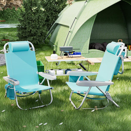 Folding Beach Chair, 5-Position Recline, 150 kg