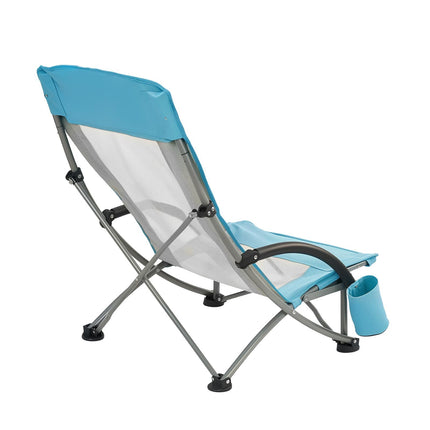 Folding Beach Chair, High Back, 150 kg, Cup Holder