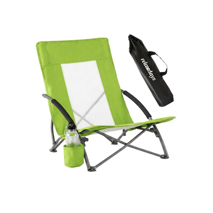 Folding Beach Chair With Cup Holder And Carry Bag