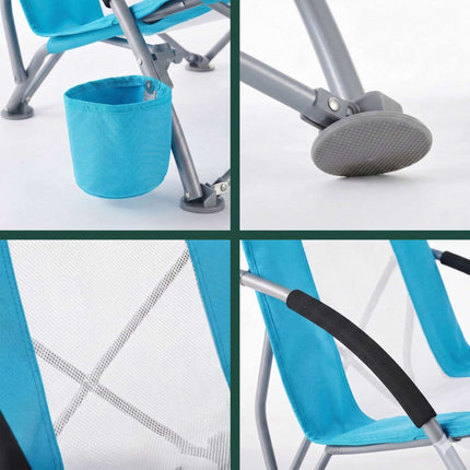 Folding Beach Chair With Cup Holder, Carry Bag