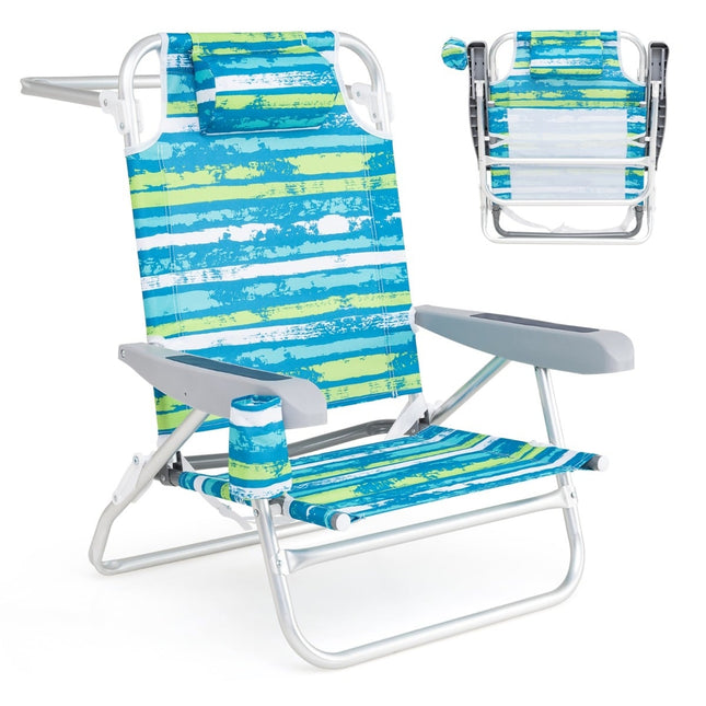 Opklapbare strandstoelen met verstelbare rugleuning, set van 2, groen