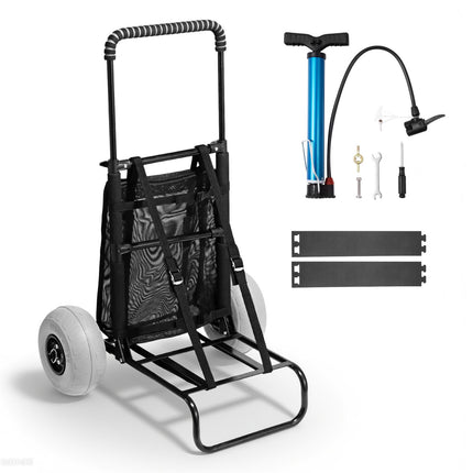 Folding Beach Dolly Cart, 9in Balloon Wheels, 165 lb
