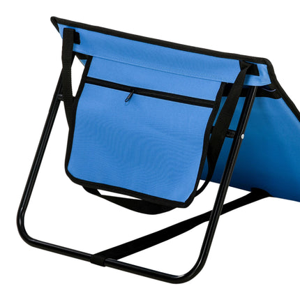 Folding Beach Lounger Set, Steel Frame, Blue, 2-Pack