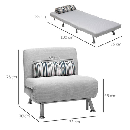 Folding gray metal sofa bed - Compact 75 x 70 x 75 cm