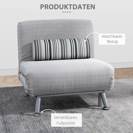 Folding gray metal sofa bed - Compact 75 x 70 x 75 cm