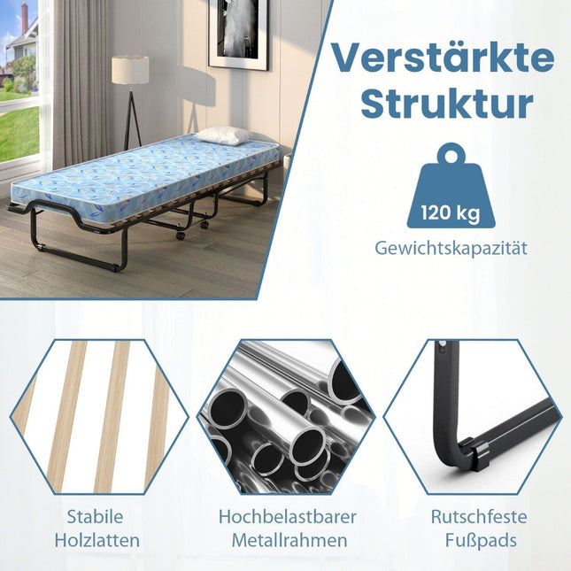 Folding Bed with Memory Foam Mattress, 110 kg Capacity