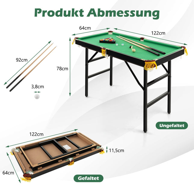 Opklapbare biljarttafel met accessoires, 122 cm, groen