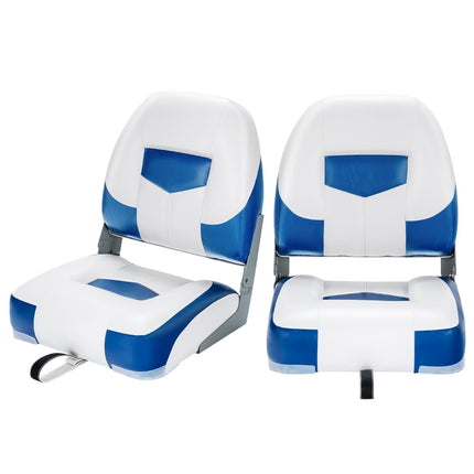 Folding Boat Chairs Set of 2, Blue/White, 110kg Capacity