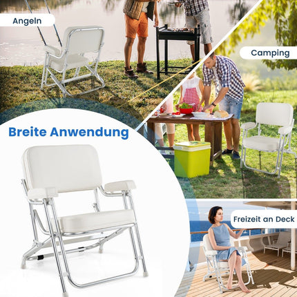 Folding Boat Chair with Padded Seat & Adjustable Backrest