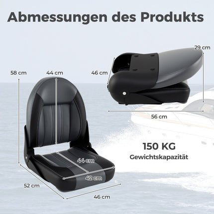 Folding Boat Seat Set, 2-Pack, 7cm Foam Padding