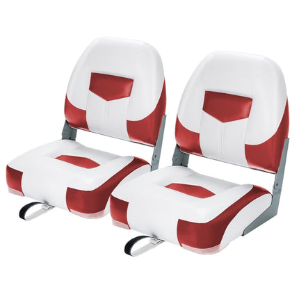 Folding Boat Seats, 2-Pack, Red/White, 110kg Capacity
