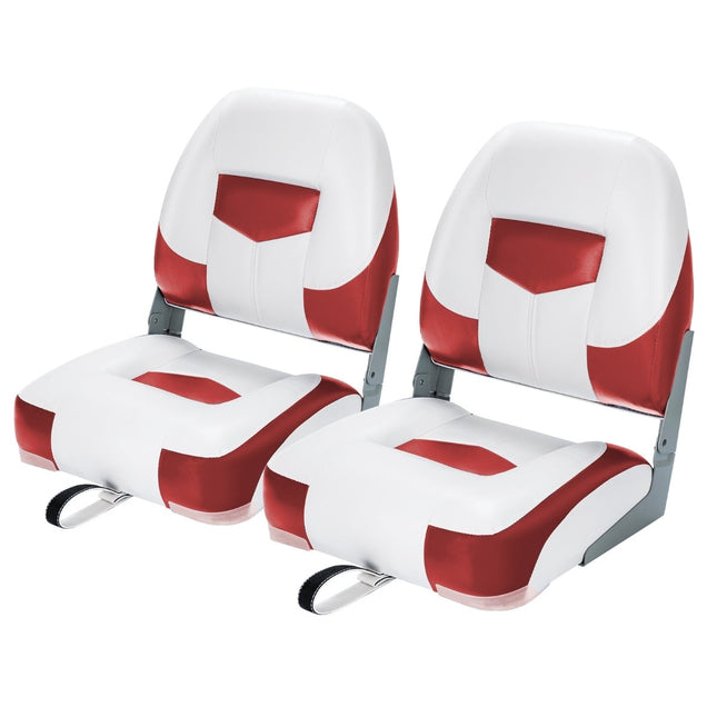 Folding Boat Seats, 2-Pack, Red/White, 110kg Capacity