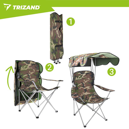 Folding Camo Fishing Chair with Canopy and Mosquito Net