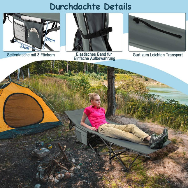 Opvouwbaar kampeerbed Duurzaam reisbed 190 x 70 x 54 cm Grijs