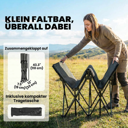 Folding Camping Bed with Carry Bag, 200kg Capacity, Black