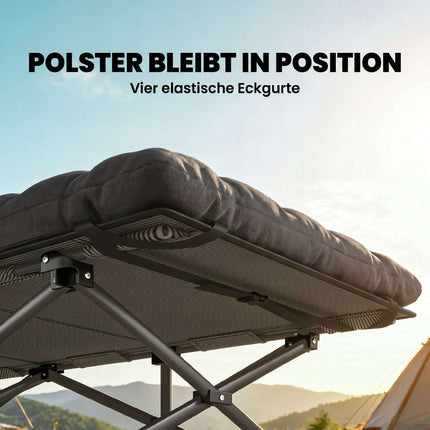 Folding Camping Bed with Carry Bag, 200kg Capacity, Black